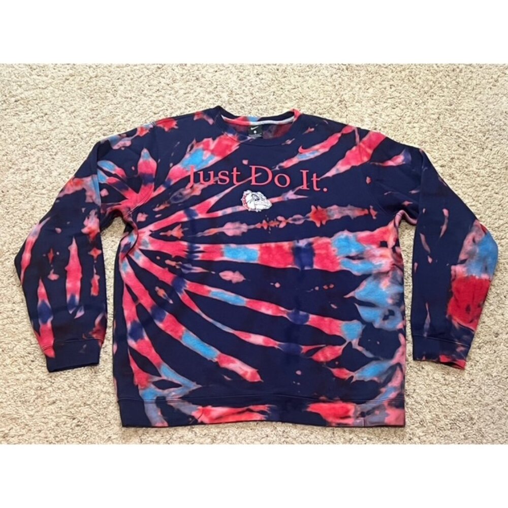 Gonzaga Bulldogs Nike Navy Blue Tie Dye Custom Fleece Sweatshirt Size L